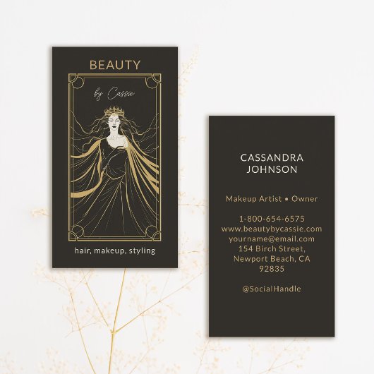 Tarot Kaart make-up haar stylist estheticus zwart Visitekaartje