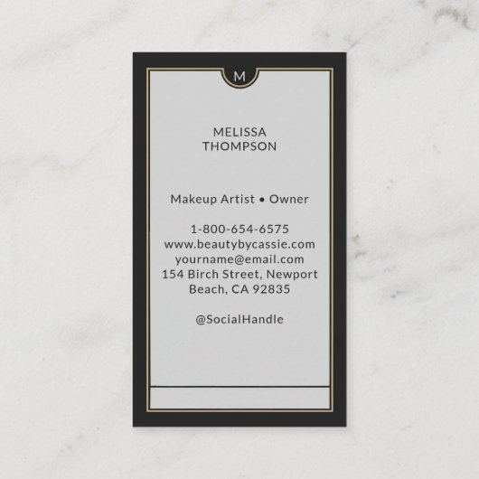 Tarot Kaart Make-up Kapper Monogram Goud Zwart Visitekaartje (Achterkant)