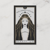 Tarot Kaart Make-up Kapper Monogram Goud Zwart Visitekaartje (Voorkant)