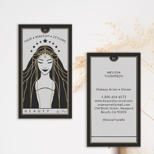 Tarot Kaart Make-up Kapper Monogram Goud Zwart Visitekaartje