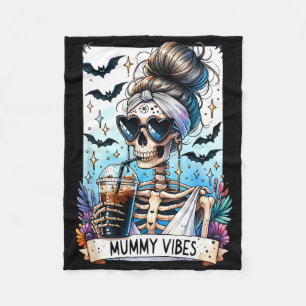 Tarot Kaart Mummy Vibes Spooky Season Skeleton Mom Fleece Deken