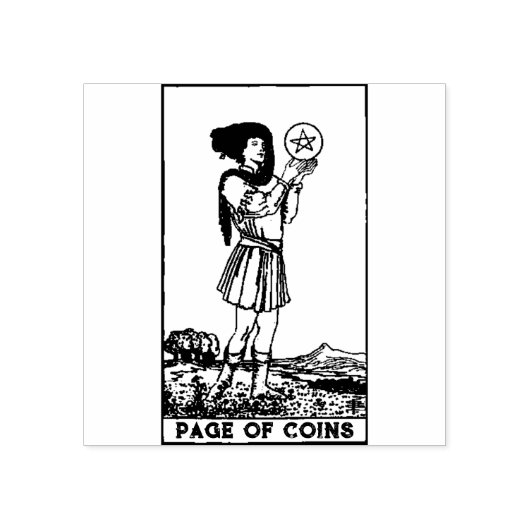 Tarot Kaart: Pagina van munten / Pentacles geperso Rubberstempel (Afrduk)