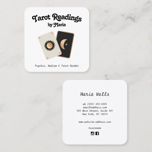 Tarot Kaart Reader Psychic Medium Vierkante Visitekaartje (Voorkant / Achterkant)