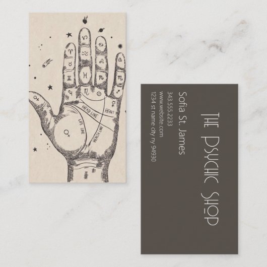 Tarot Kaart Reader Psychic Palm Reading Visitekaartje (Voorkant / Achterkant)