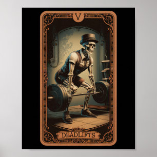 Tarot Kaart Skelet Deadlifts Powerlifting Gewicht Poster