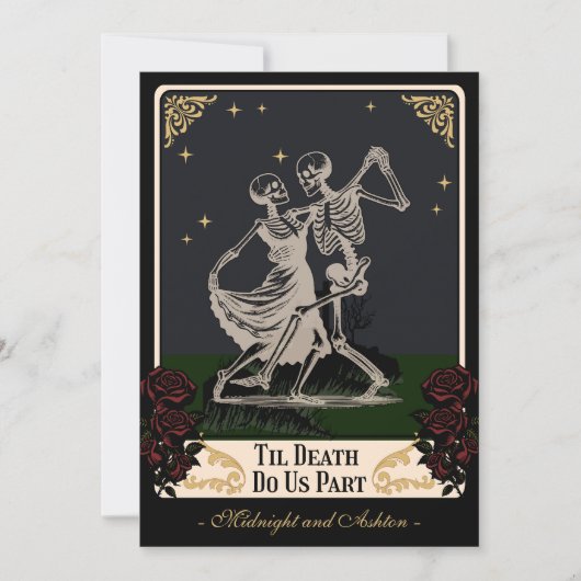 Tarot Kaart skeletten tot de dood bruiloft uitnodi (Voorkant)