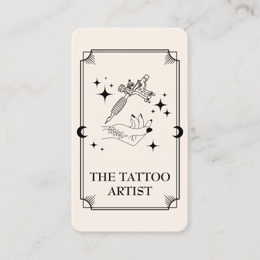 Tarot Kaart Tattoo Artiest Celestial Visitekaartje (Voorkant)