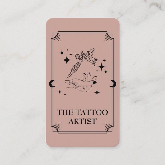 Tarot Kaart Tattoo Artiest Celestial Visitekaartje (Voorkant)
