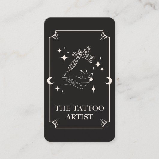 Tarot Kaart Tattoo Artiest Celestial Visitekaartje (Voorkant)