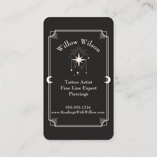 Tarot Kaart Tattoo Artiest Celestial Visitekaartje (Achterkant)