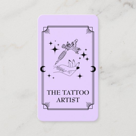 Tarot Kaart Tattoo Artiest Celestial Visitekaartje (Voorkant)