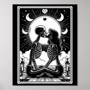 Tarot Kaart The Lovers Skeleton Gothic Halloween Poster