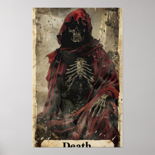 Tarot Kaart van Death Art Work - Tekst op Onderste Poster