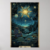 Tarot Kaart van The Star Art Werk met Tekst op Bot Poster (Voorkant)