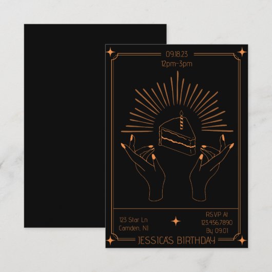 Tarot Kaart Verjaardagsfeestuitnodiging (Voorkant / Achterkant)