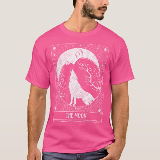 Tarot Kaart verontruste halve maan en wolf T-shirt (Voorkant)