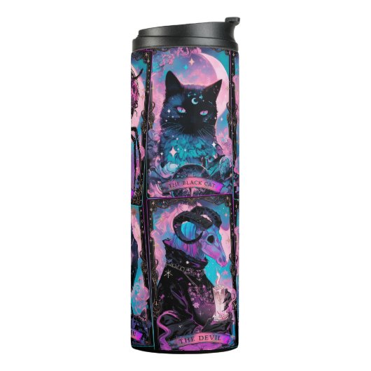 Tarot Kaart Witchy Halloween tumbler Thermosbeker (Gedraaid links)