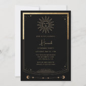 Tarot Kaart Zwart Goud Mystieke Verjaardagsuitnodi (Voorkant)