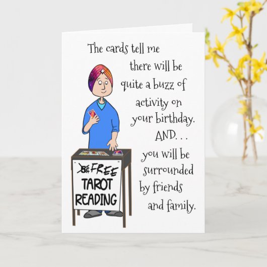 Tarot Kaarten lezen Funny Birthday Wenskaart (Gele Bloem)
