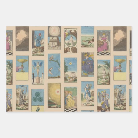  Tarot Kaarten Pastel Peach Paars Inpakpapier Vel (Voorkant)