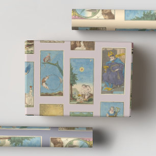  Tarot Kaarten Pastel Peach Paars Inpakpapier Vel