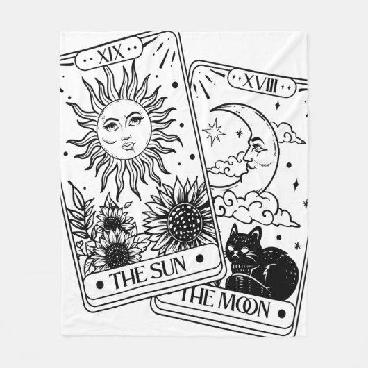 Tarot-kaarten zon en maan fleece deken (Voorkant)