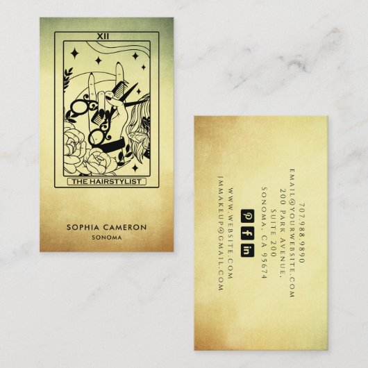 Tarot Kapsalon Gold Ombre Visitekaartje (Voorkant / Achterkant)