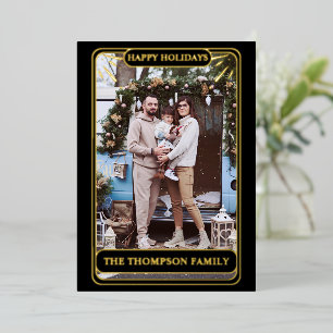 Tarot Kerst Familie Foto Vakantie Aandenken Folie Feestdagenkaart