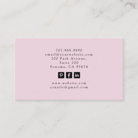 Tarot Lash Specialist Roze Visitekaartje (Achterkant)