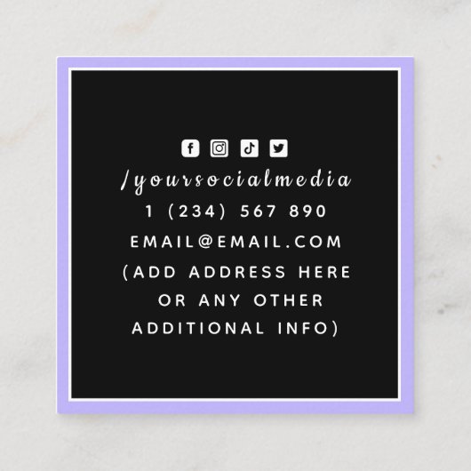 Tarot lezen Fortune Teller Paarse en zwarte mystic Vierkante Visitekaartje (Achterkant)