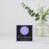 Tarot lezen Fortune Teller Paarse en zwarte mystic Vierkante Visitekaartje (Staand voorkant)