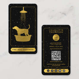 Tarot Logo Dog Grooming Pet Groomer Zwart Goud Visitekaartje