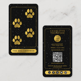 Tarot Logo Dog Grooming Service Zwart Goud Visitekaartje