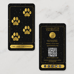 Tarot Logo Dog Grooming Service Zwart Goud Visitekaartje