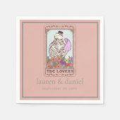 Tarot Lovers Skelet Namen Datum Bruiloft Servet (Voorkant)
