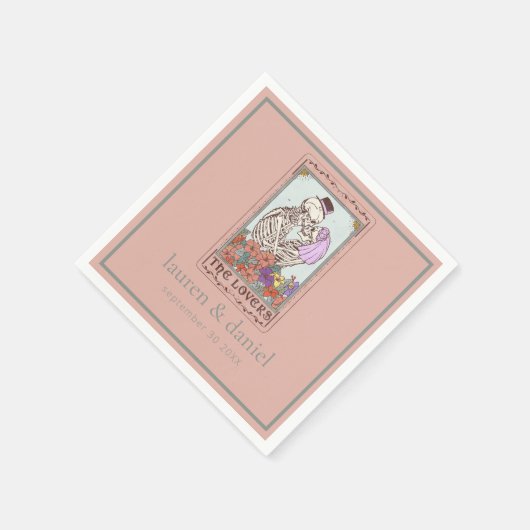 Tarot Lovers Skelet Namen Datum Bruiloft Servet (Hoek)