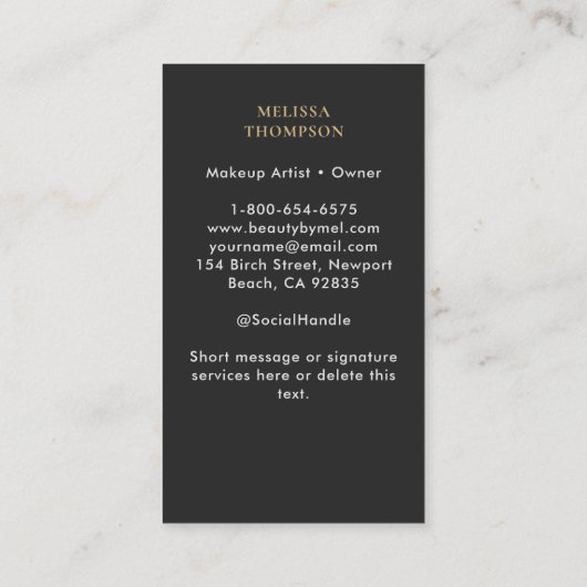 Tarot Maan Water Godin Modern Elegant Zwart Goud Visitekaartje (Achterkant)