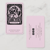 Tarot Make-up Artist Skeleton Blush Pink Visitekaartje (Voorkant / Achterkant)