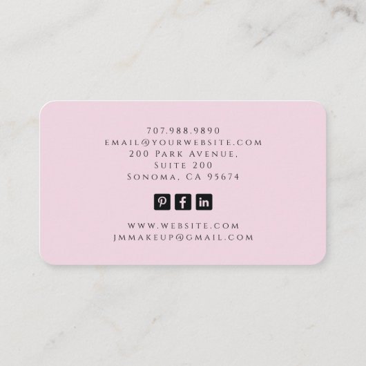 Tarot Make-up Artist Skeleton Blush Pink Visitekaartje (Achterkant)