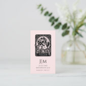 Tarot Make-up Artist Skeleton Blush Pink Visitekaartje (Staand voorkant)