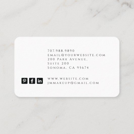 Tarot Make-up Artist Skeleton Visitekaartje (Achterkant)