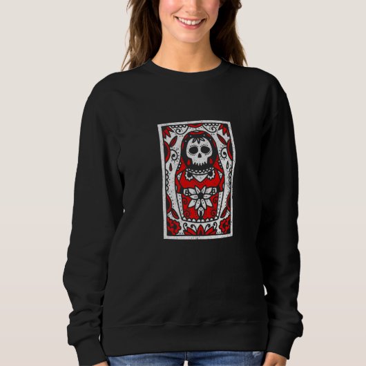 Tarot Matroshka Doll Gothic Satanic Baphomet Death Trui (Voorkant)