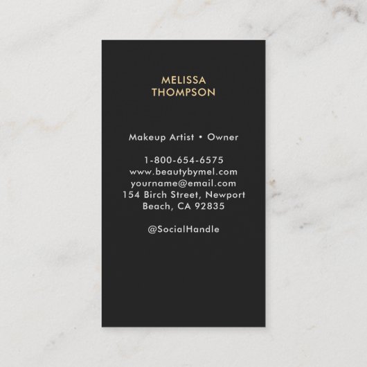 Tarot Moon Goddess Rozen Modern Elegant Zwart Goud Visitekaartje (Achterkant)