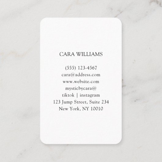 Tarot, Mystic Universe Vrouw Visitekaartje (Achterkant)