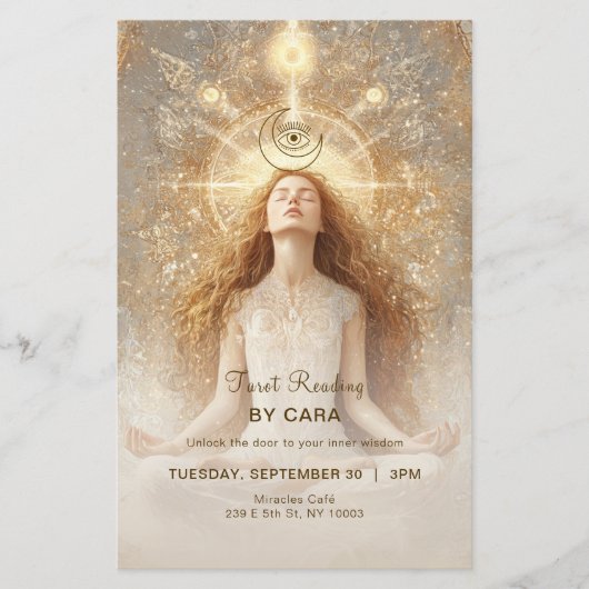 Tarot Mystic Woman Eye Moon Gold Flyer (Voorkant)