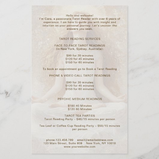 Tarot Mystic Woman Eye Moon Gold Flyer (Achterkant)