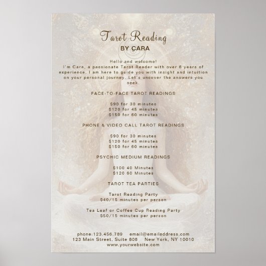 Tarot Mystic Woman Eye Moon Gold prijslijst Poster (Voorkant)