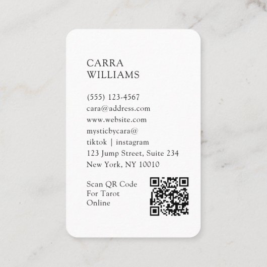 Tarot, Mystic Woman QR-code Visitekaartje (Achterkant)
