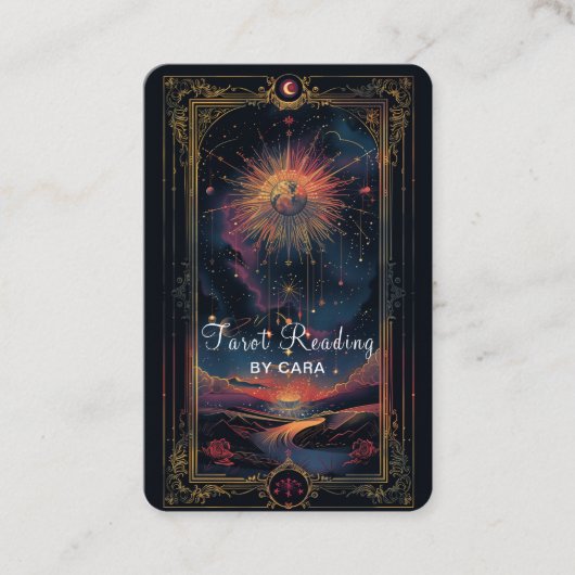 Tarot, mystiek Paarse-goud Visitekaartje (Voorkant)