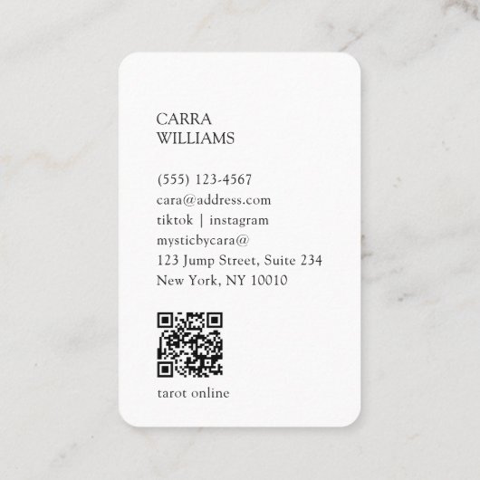 Tarot, Mystieke Paarse-Gouden QR-Code Visitekaartje (Achterkant)